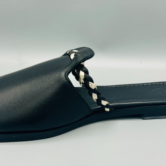 Avra Braided Slide Sandals in Black Leather - Picture 2 of 3